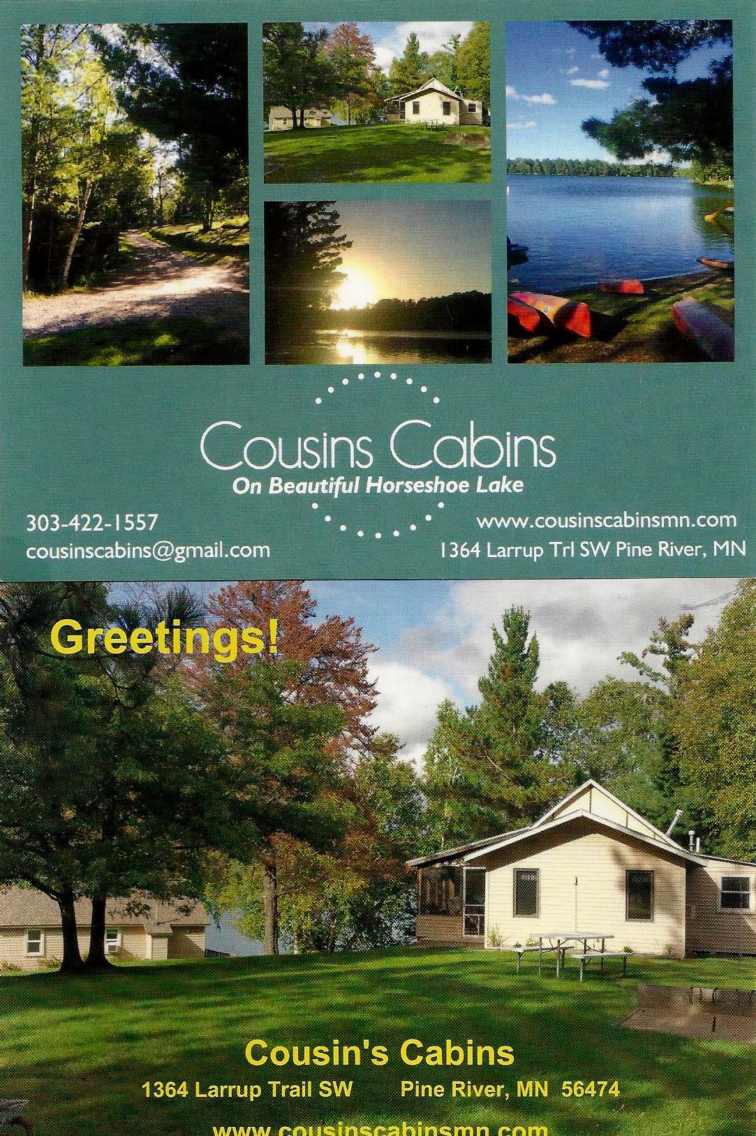 Cousin S Cabins On Horseshoe Lake Pine River Mn Chamber Of Commerce